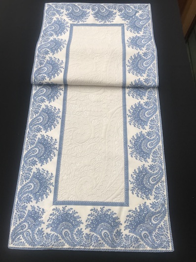 blue and white provencal table runner